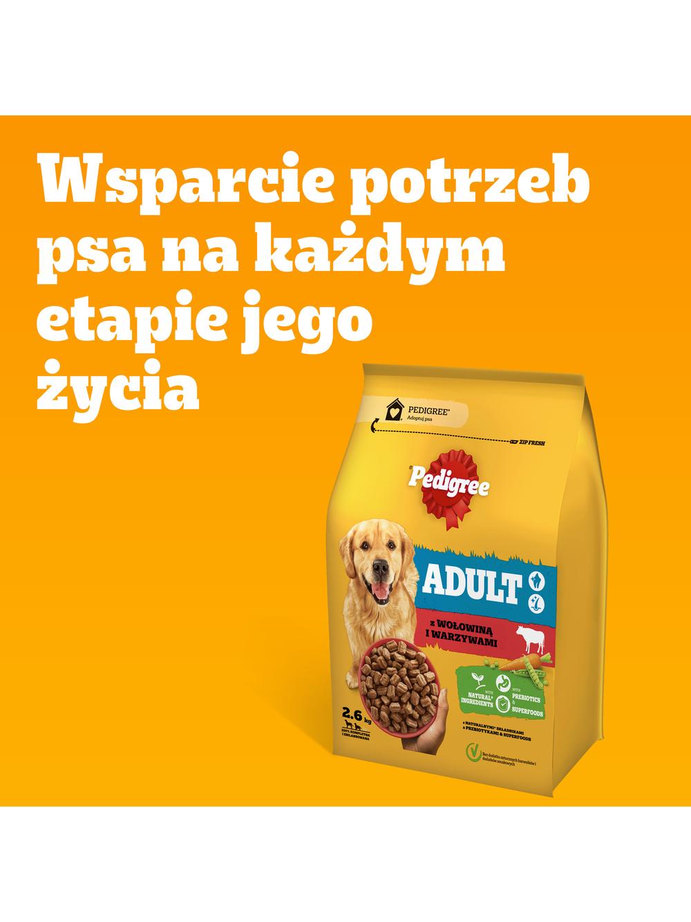 PEDIGREE® Adult 2,6 kg z wołowiną i warzywami - sucha karma pełnoporcjowa dla dorosłych psów dużych i średnich ras/Opakowanie uszkodzone (8329)!!!