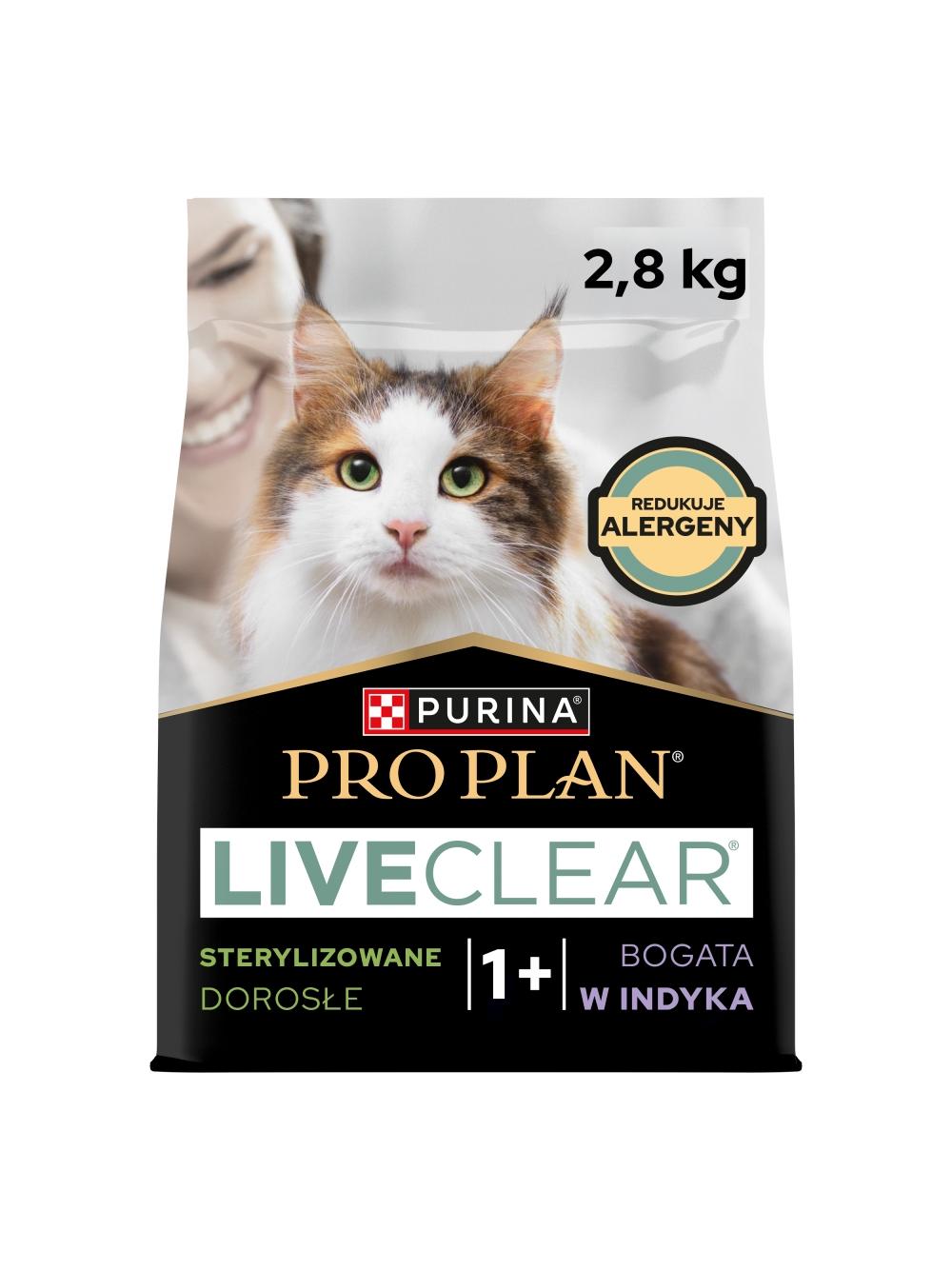 PRO PLAN LiveClear Karma dla dorosłych kotów po zabiegu sterylizacji bogata w indyka 2,8 kg/Opkowanie uszkodzone (9062)