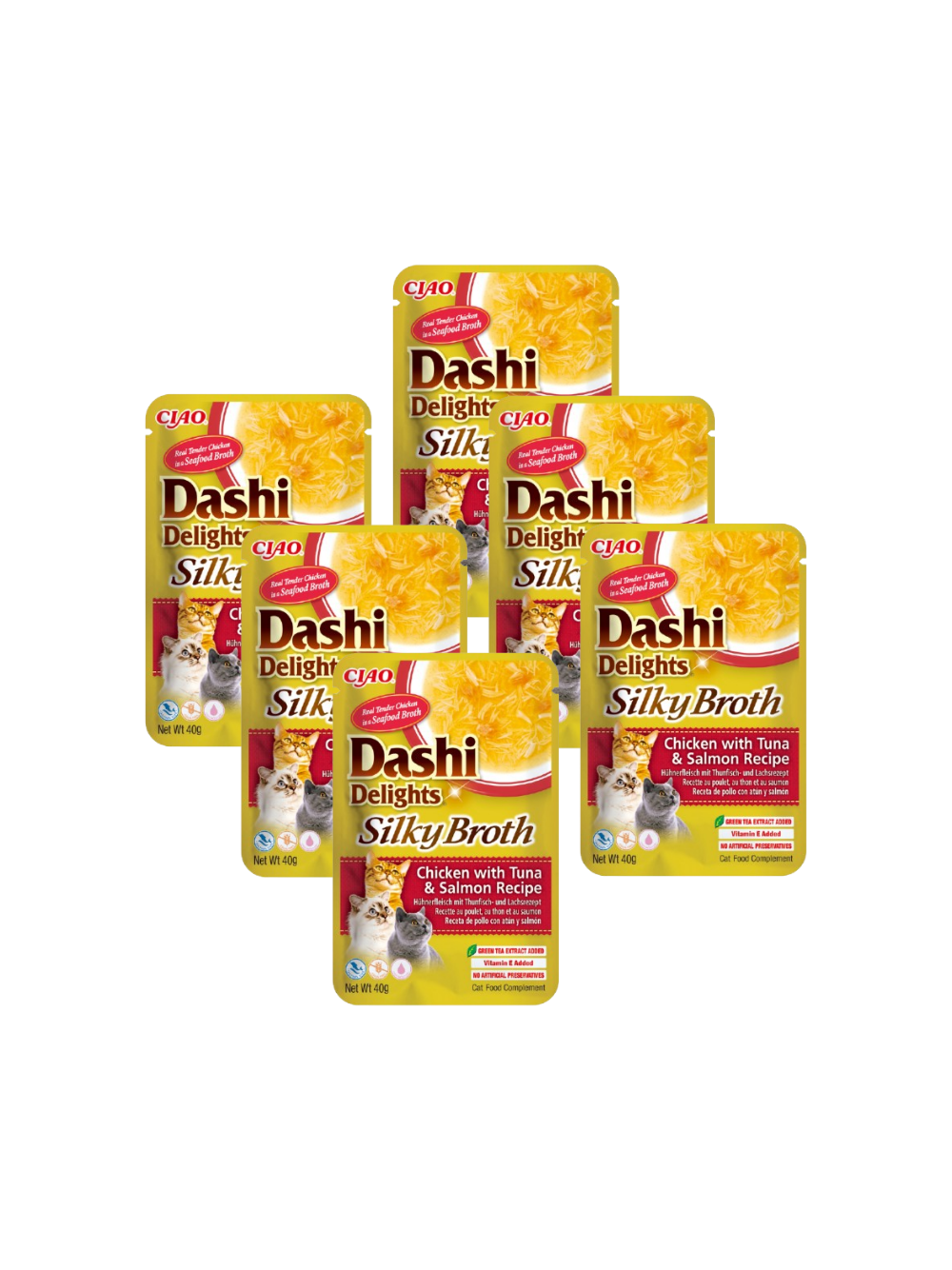 INABA Dashi Delights Silky Broth Chicken with Tuna & Salmon Recipe 6x40g
