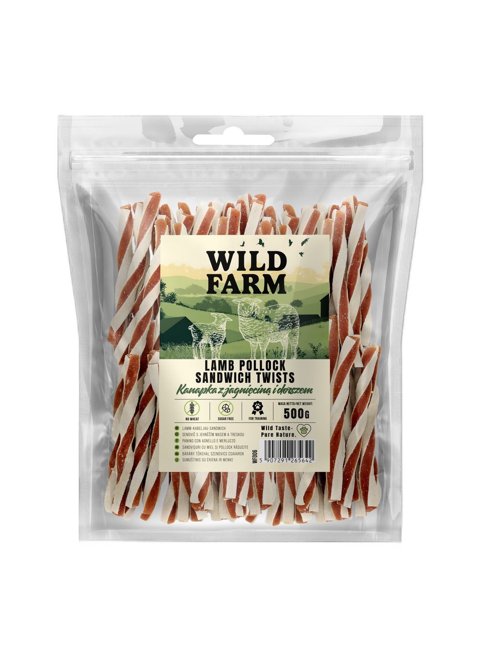 WILD FARM Kanapka z jagnięciną i dorszem 500g przysmak dla psa