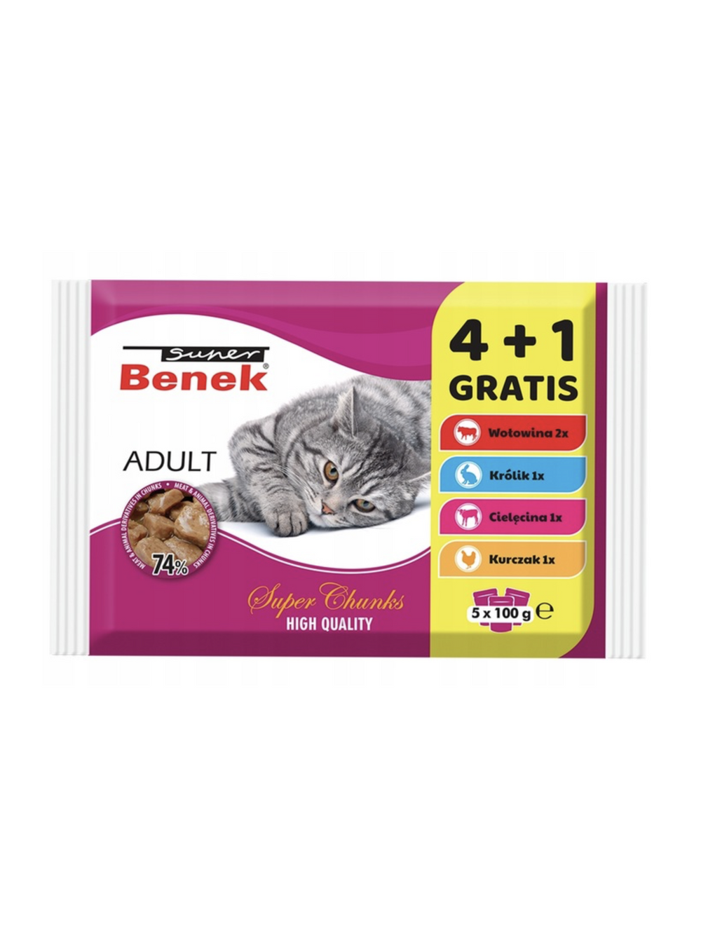 Super Benek Saszetka dla kota Adult 5x100g (4+1 GRATIS)