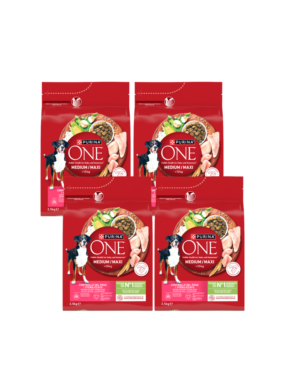 PURINA ONE Weight Control/Sterilized Medium/Maxi Karma dla psów bogata w indyka z ryżem 4x2,5 kg