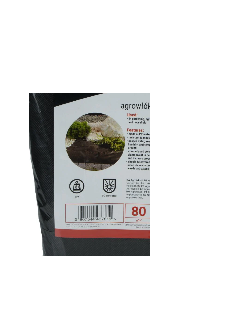 Agrowłóknina 80g czarna, 1.6x10m