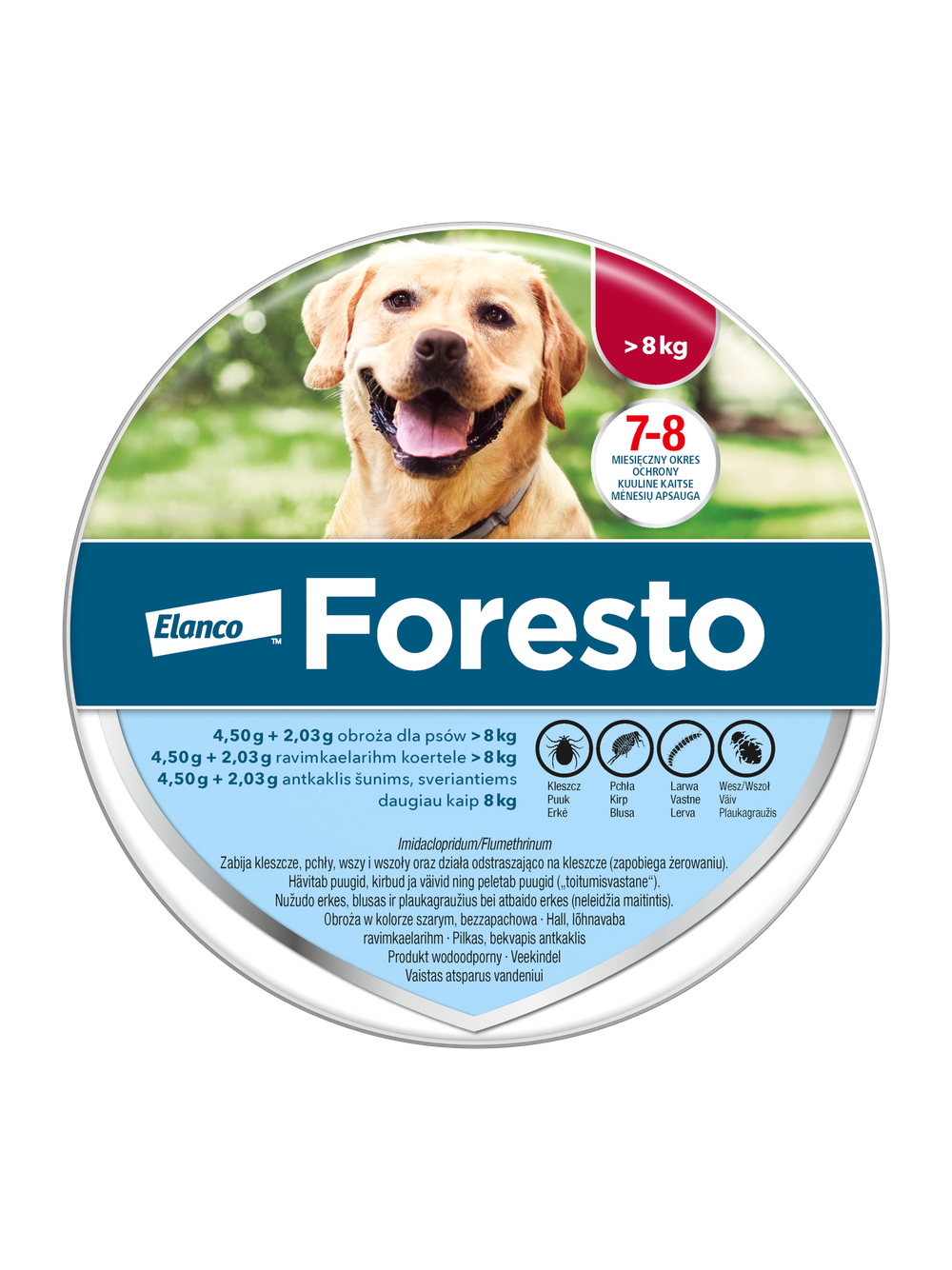ELANCO Foresto Obroża dla psów powyżej 8kg+ Cestal Dog Plus tabletki na odrobaczanie psów 2 sztuki