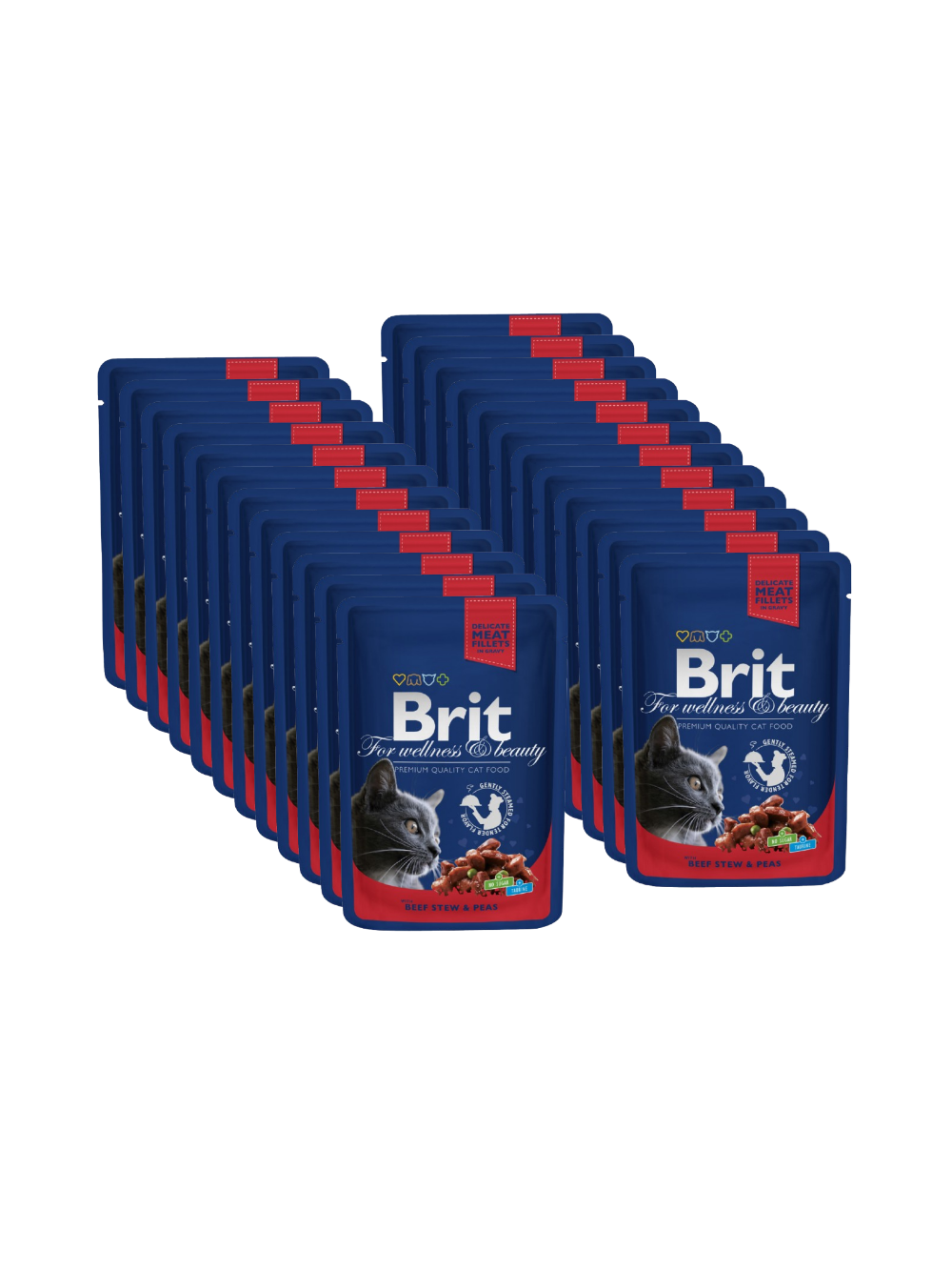 BRIT Cat WOŁOWINA i GROSZEK 24x100g