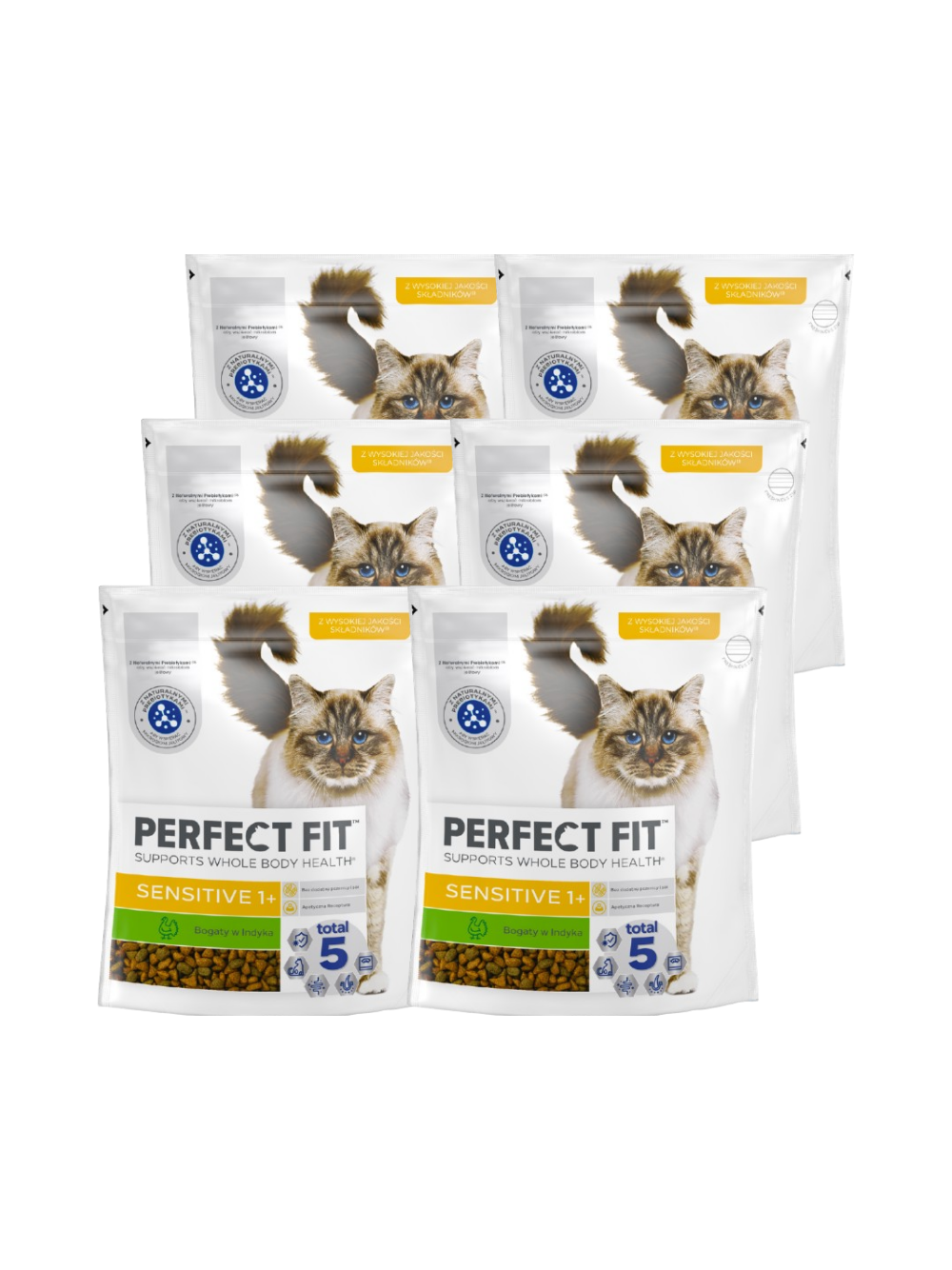 PERFECT FIT (Sensitive 1+) 6x750g Bogaty w indyka - sucha karma dla kota z wrażliwym układem trawiennym