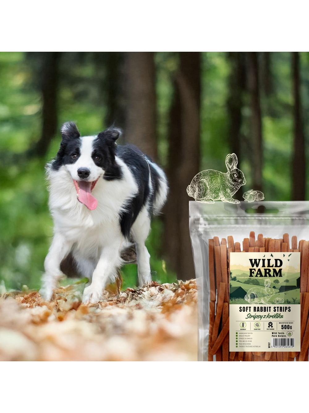 WILD FARM Stripsy z królika 500g przysmak dla psa