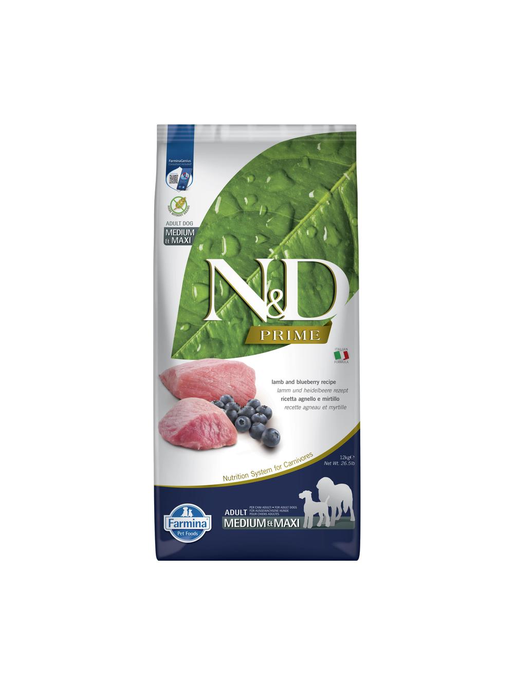 FARMINA N&D Prime canine LAMB & BLUEBERRY ADULT MEDIUM&MAXI KARMA SUCHA 12kg