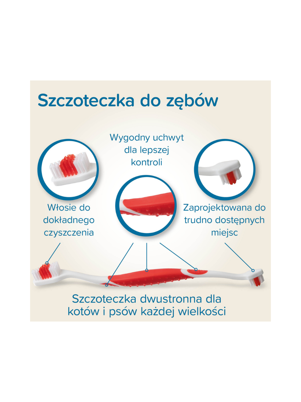 Beaphar TOOTHBRUSH REGULAR - dwugłowicowa szczoteczka do zębów
