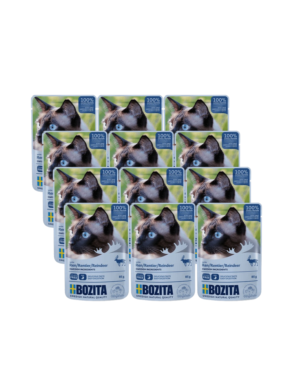 BOZITA Kawałki w galaretce z reniferem (saszetka) 12x85g