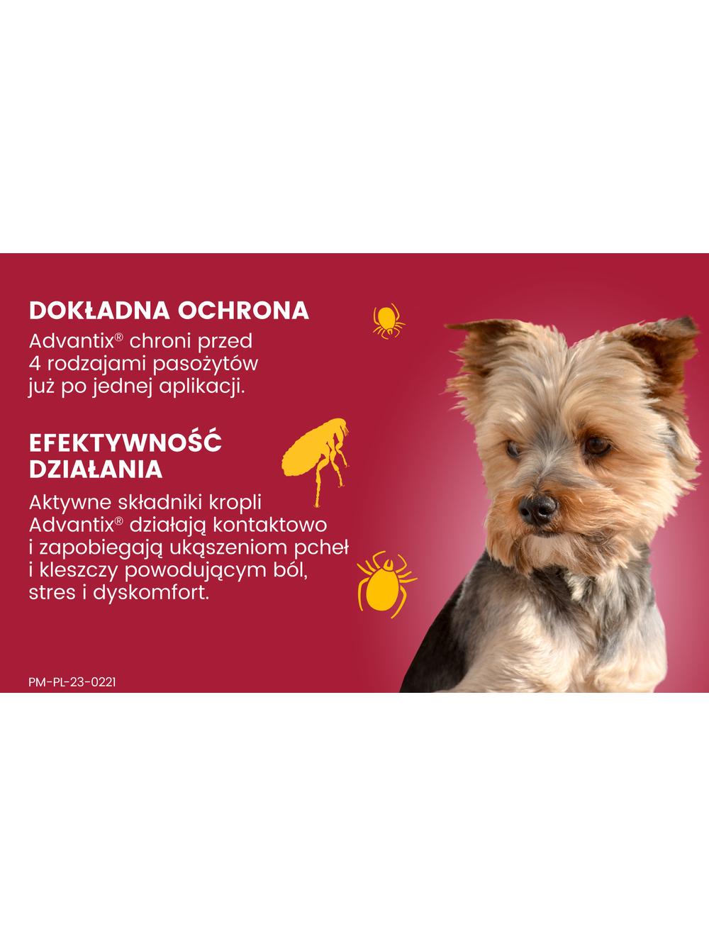 Advantix - dla psów do 4kg (4 pipety x 0,4ml)+ TRIXIE Szczypce do usuwania kleszczy 9cm