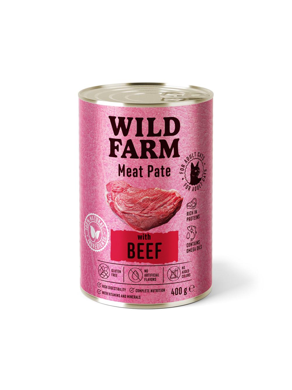 WILD FARM Pate with Beef 400g - bezglutenowa karma dla kota