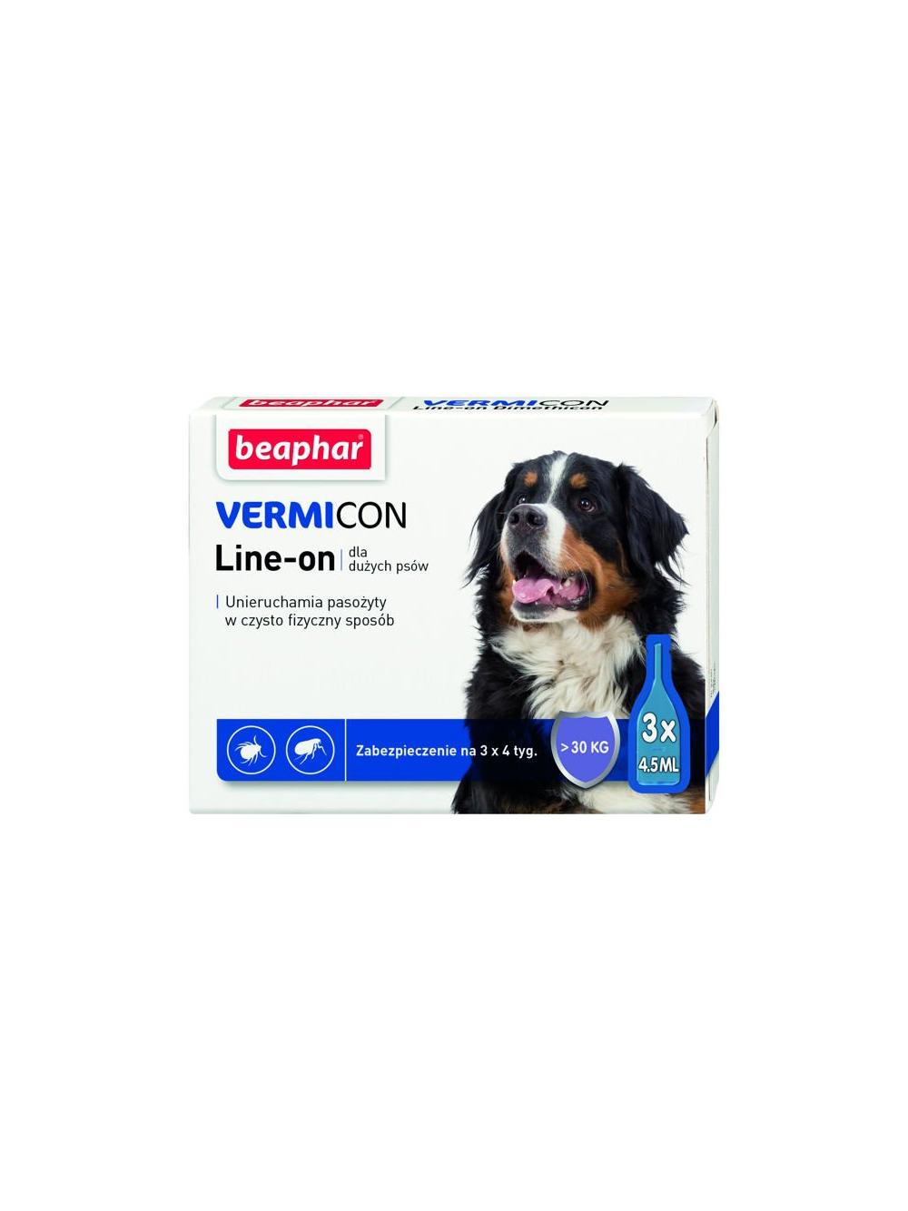 Beaphar VERMICON Line-on Pies L powyżej 30kg (pipeta 3 x 4,5ml)