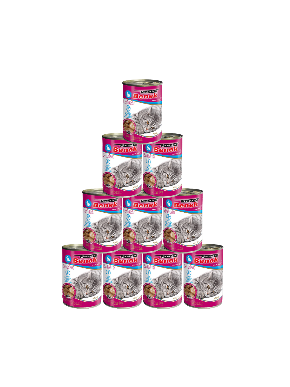 Super Benek KOT bezzbożowe kąski z królikiem w sosie 10x415g