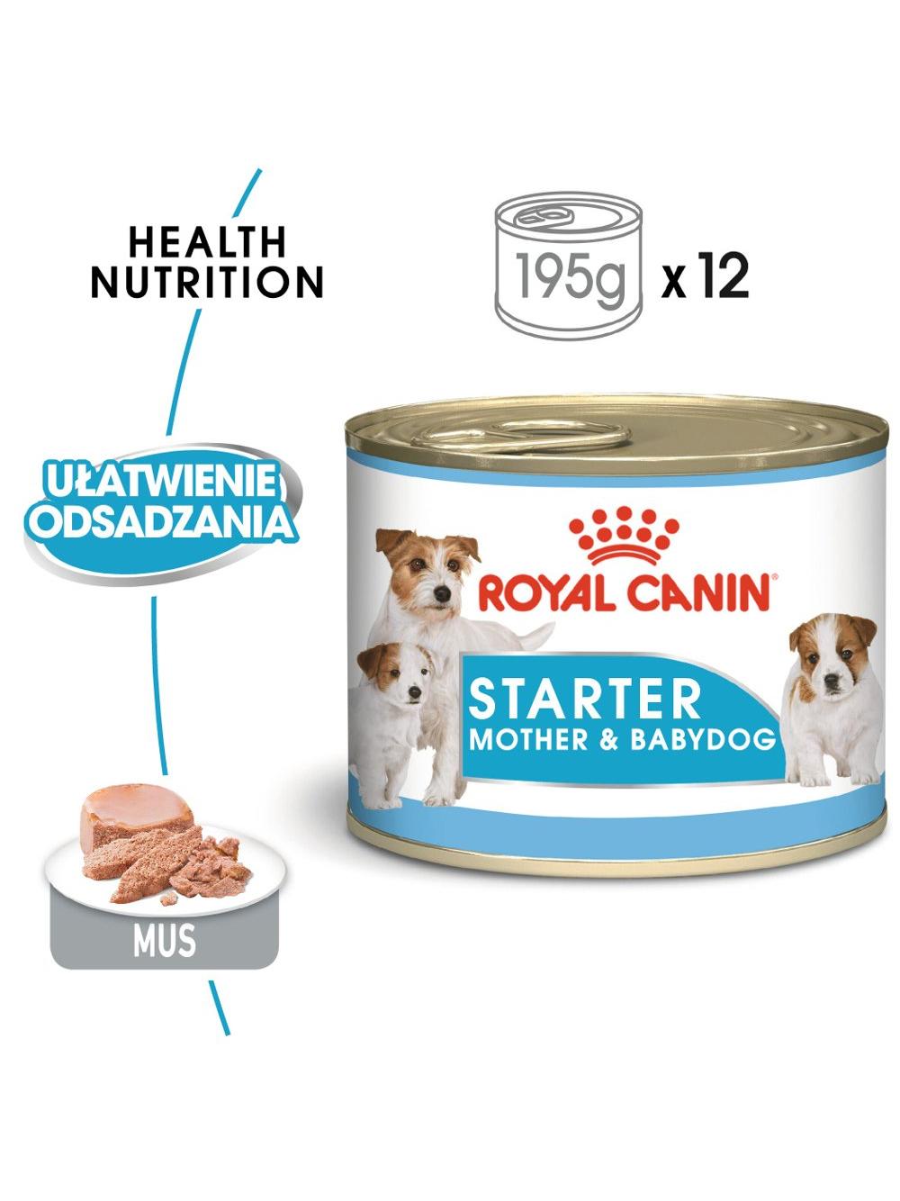ROYAL CANIN Starter Mousse Mother & Babydog 6x195g karma mokra - mus, dla suk w czasie ciąży, laktacji oraz szczeniąt