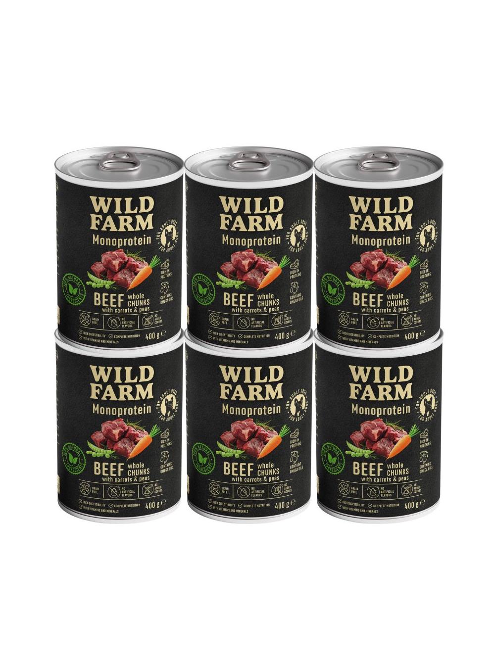Wild Farm Monoprotein Beef 6x400g hipoalergiczna karma dla psa