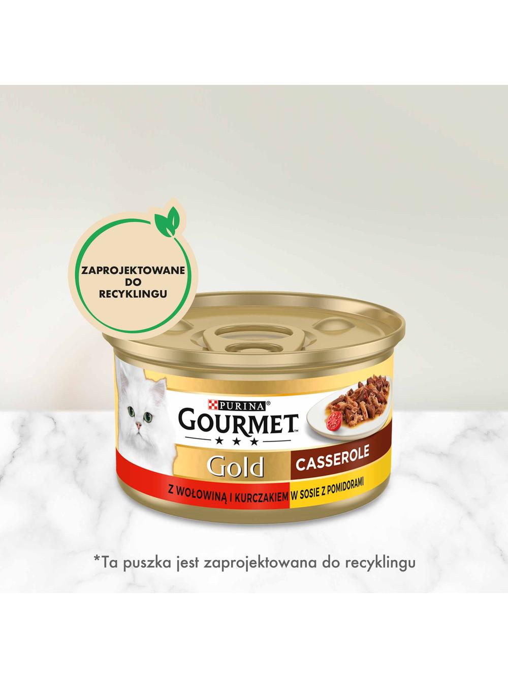 Purina Gourmet Gold z wołowiną i kurczakiem w sosie z pomidorami 48x85g