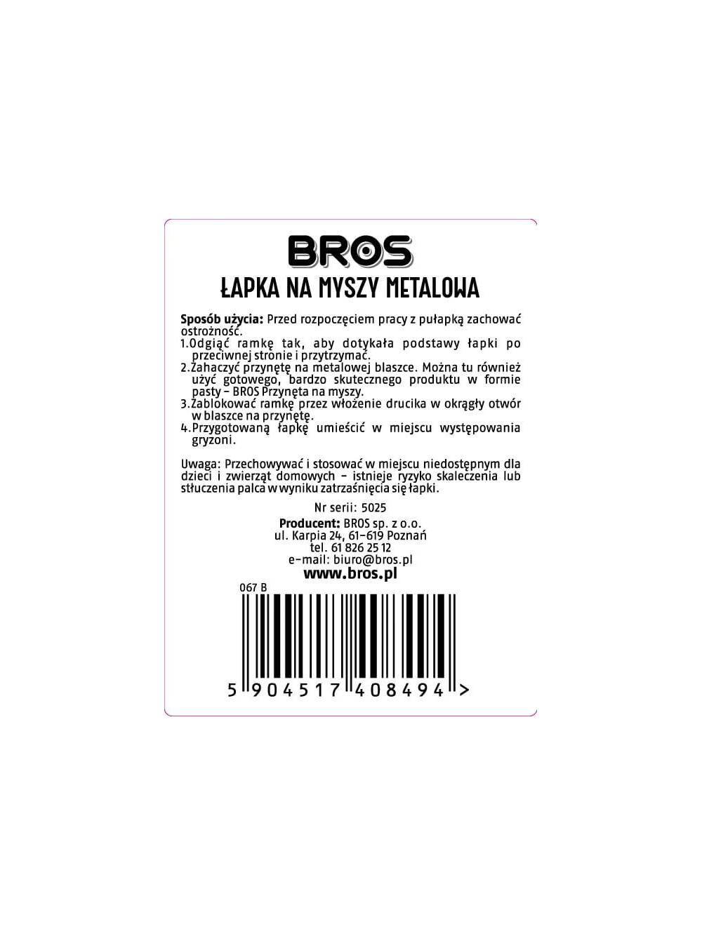 BROS - Łapka na myszy i szczury metalowa