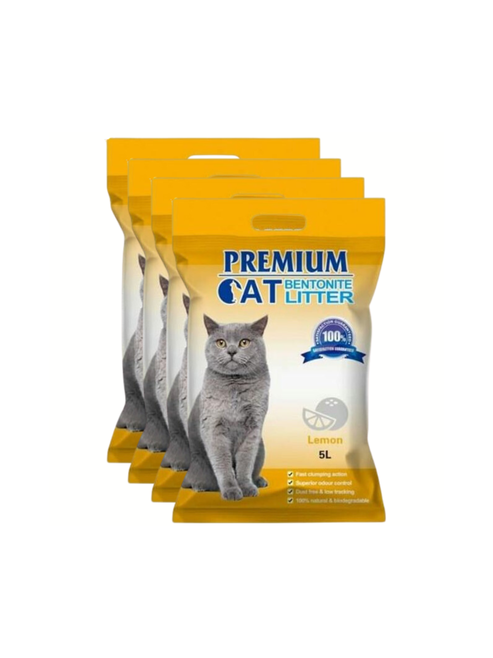 Premium Cat Żwirek Bentonitowy Zbrylający - Cytrynowy dla kota 4x5L