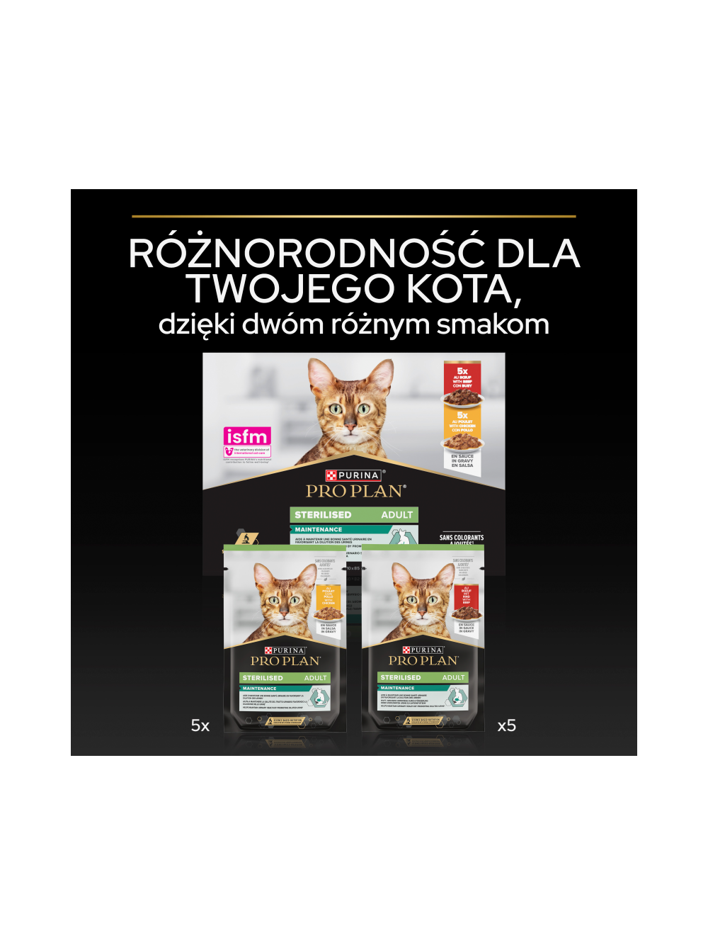 PRO PLAN Sterilised Mokra karma dla kotów wysterylizowanych z wołowiną i kurczakiem w sosie 10x85g