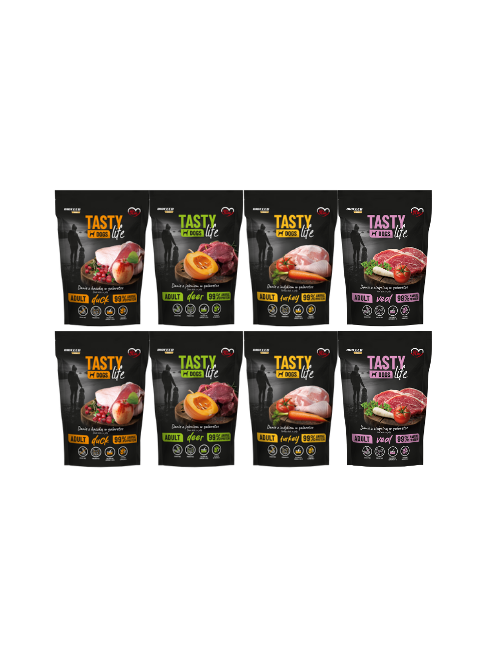 Tasty Dogs Life Danie Mix Smaków w galaretce 8x150g