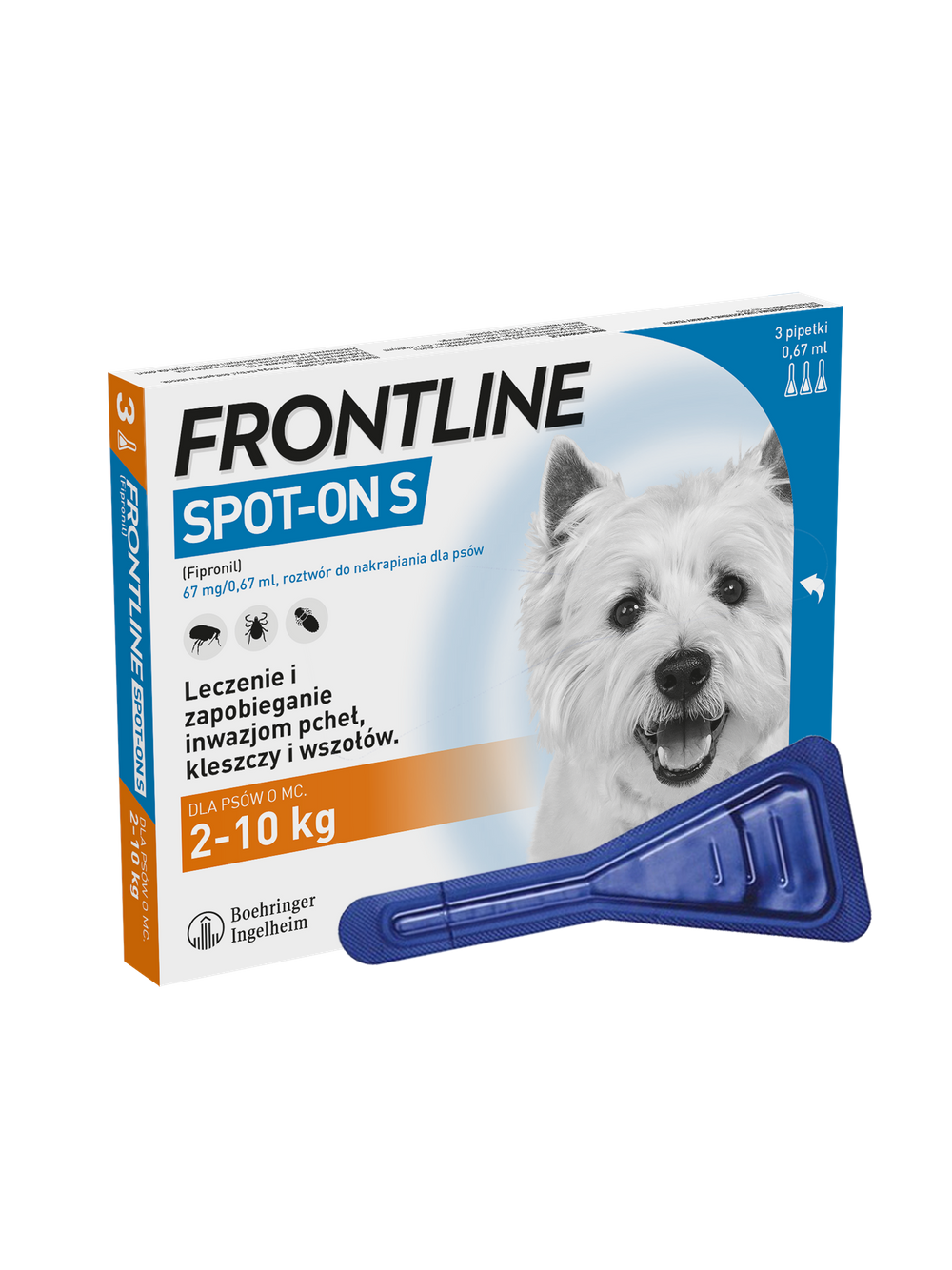 Frontline Spot On Pies S 2-10 kg dla psów s  3x0,67 ml