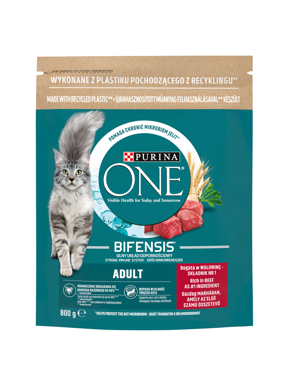 Purina One Cat Adult Karma z wołowiną dla kota 800g