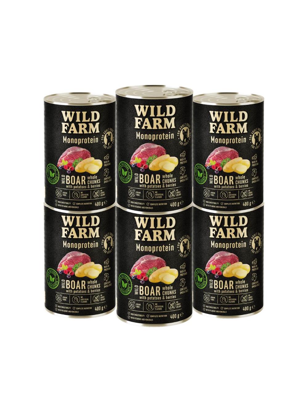WILD FARM Monoprotein Wild Boar 6x400g hipoalergiczna karma dla psa