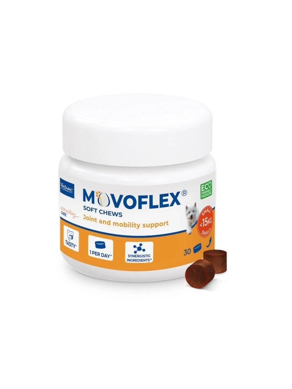 VIRBAC Movoflex S Miękkie Krokiety na Stawy dla psów do 15kg -30 krokietów