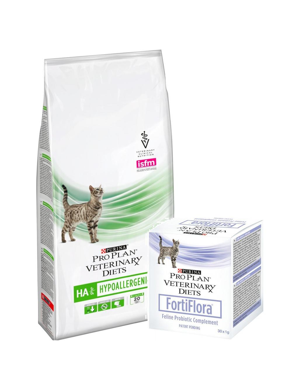 PURINA Veterinary PVD HA Hypoallergenic Cat 3,5kg + PRO PLAN FortiFlora Suplement probiotyczny dla kota 30 x 1 g