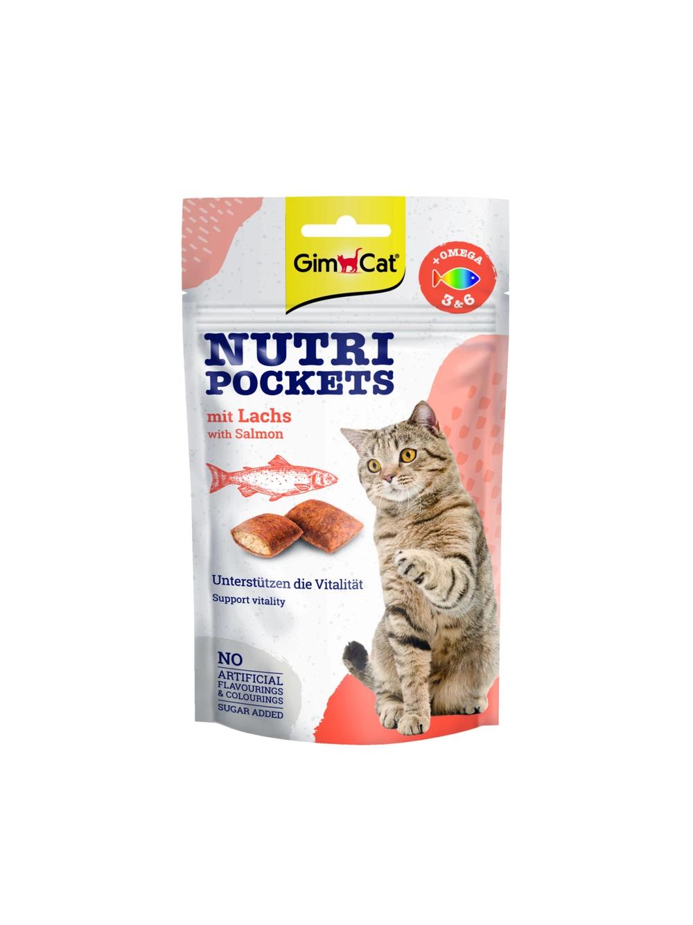 GIMCAT NUTRI POCKETS Przysmak Łosoś z Omega 3&6 60g