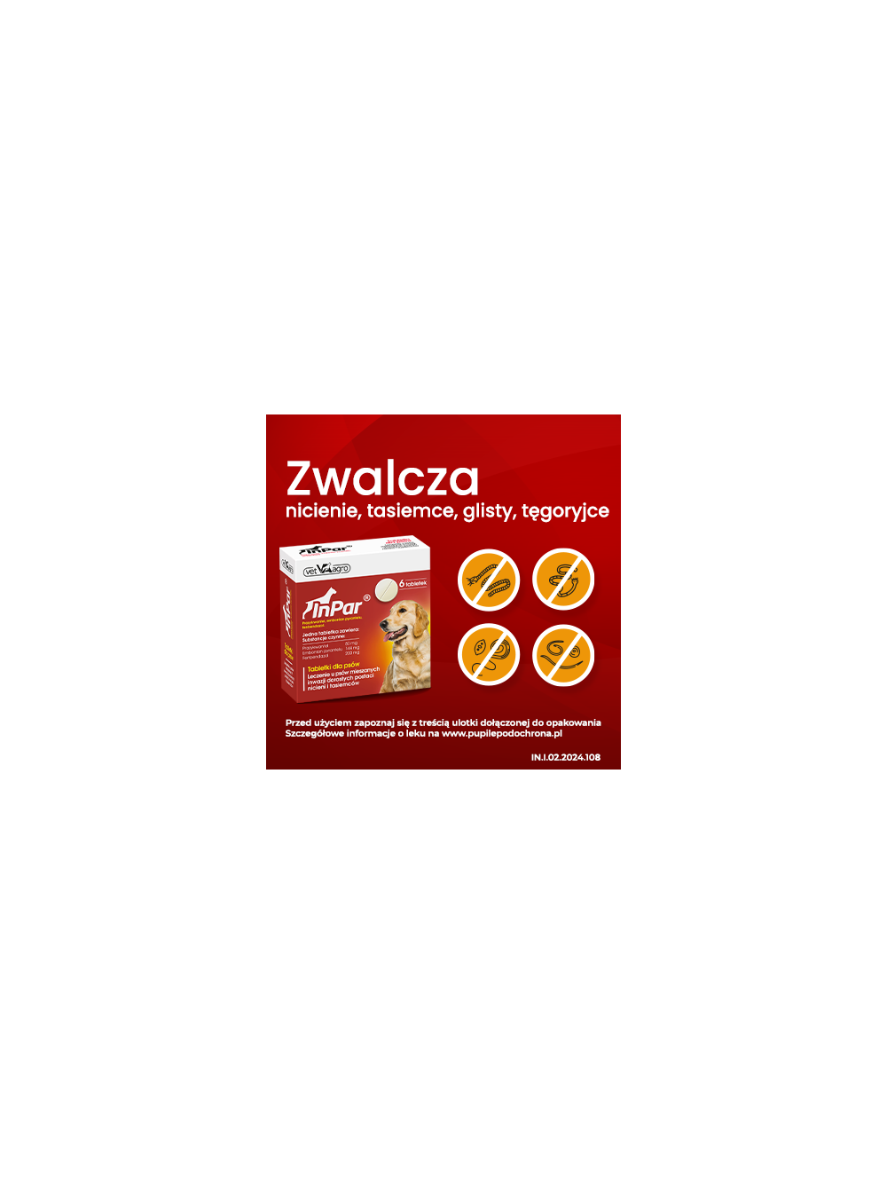 InPar 50/144/200 mg tabletki dla psów (20 tabletek)
