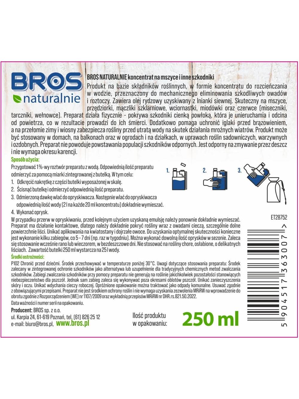 BROS Naturalnie Koncentrat na mszyce i inne szkodniki 250ml
