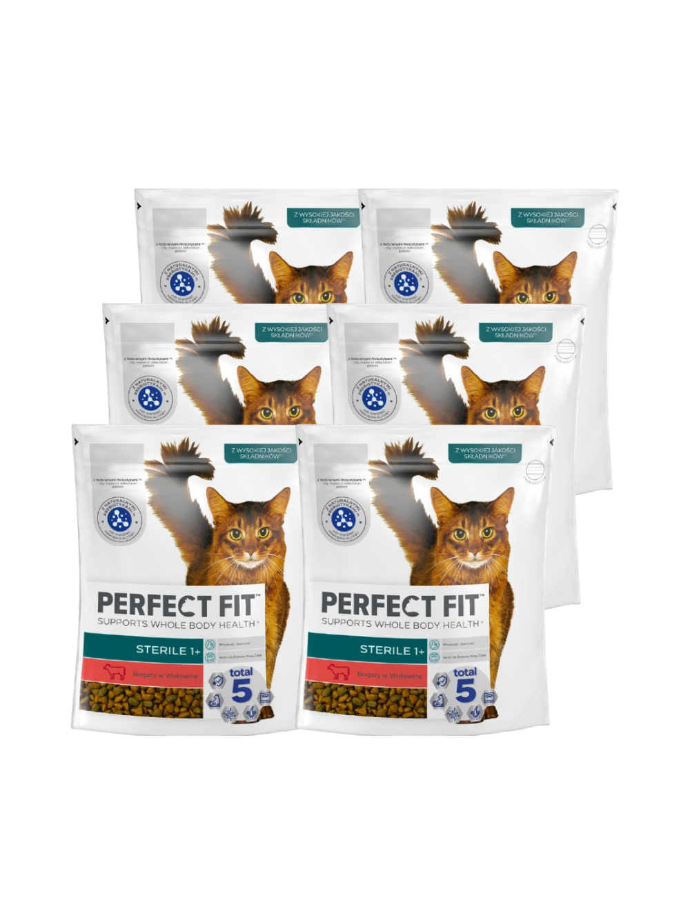 PERFECT FIT (Sterile 1+) 6x750g Bogaty w wołowinę - sucha karma dla kota po sterylizacji