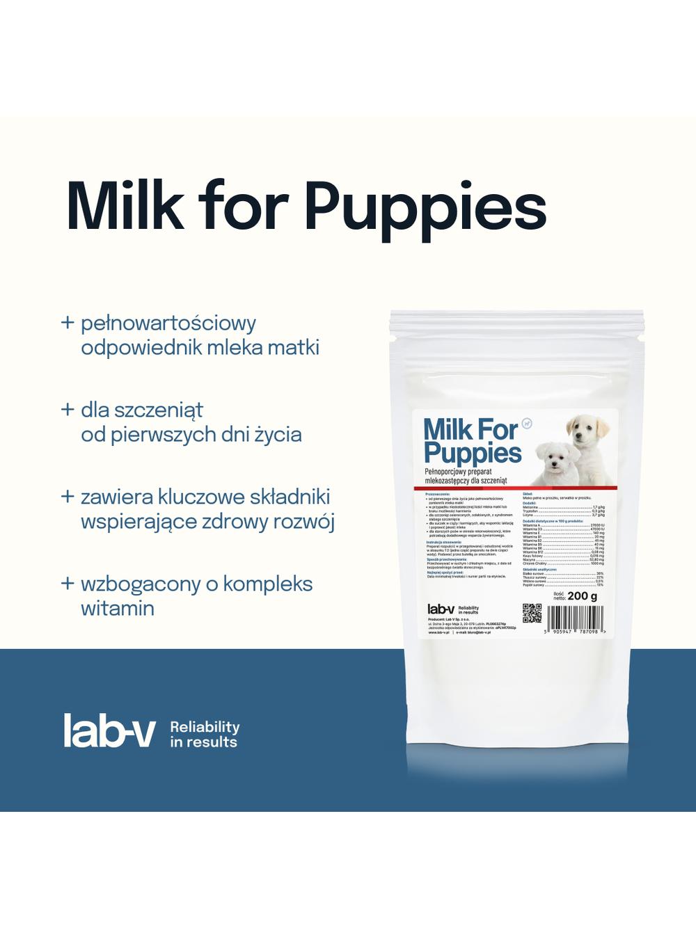 Lab-v Milk For Puppies-mleko dla szczeniąt 200g
