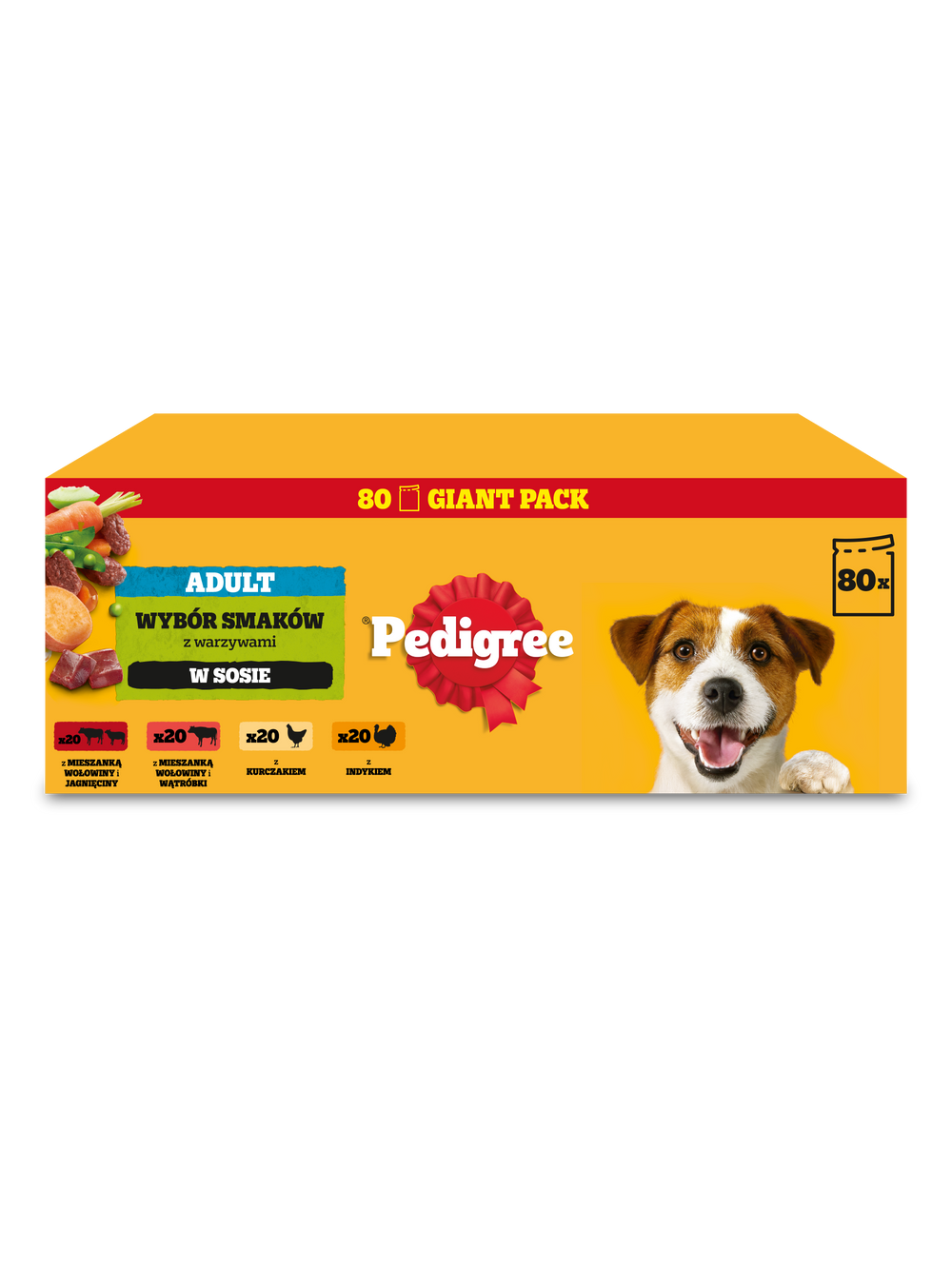 PEDIGREE® Adult Karma mokra dla dorosłych psów, Wybór Smaków w Sosie, 80 x 100 g
