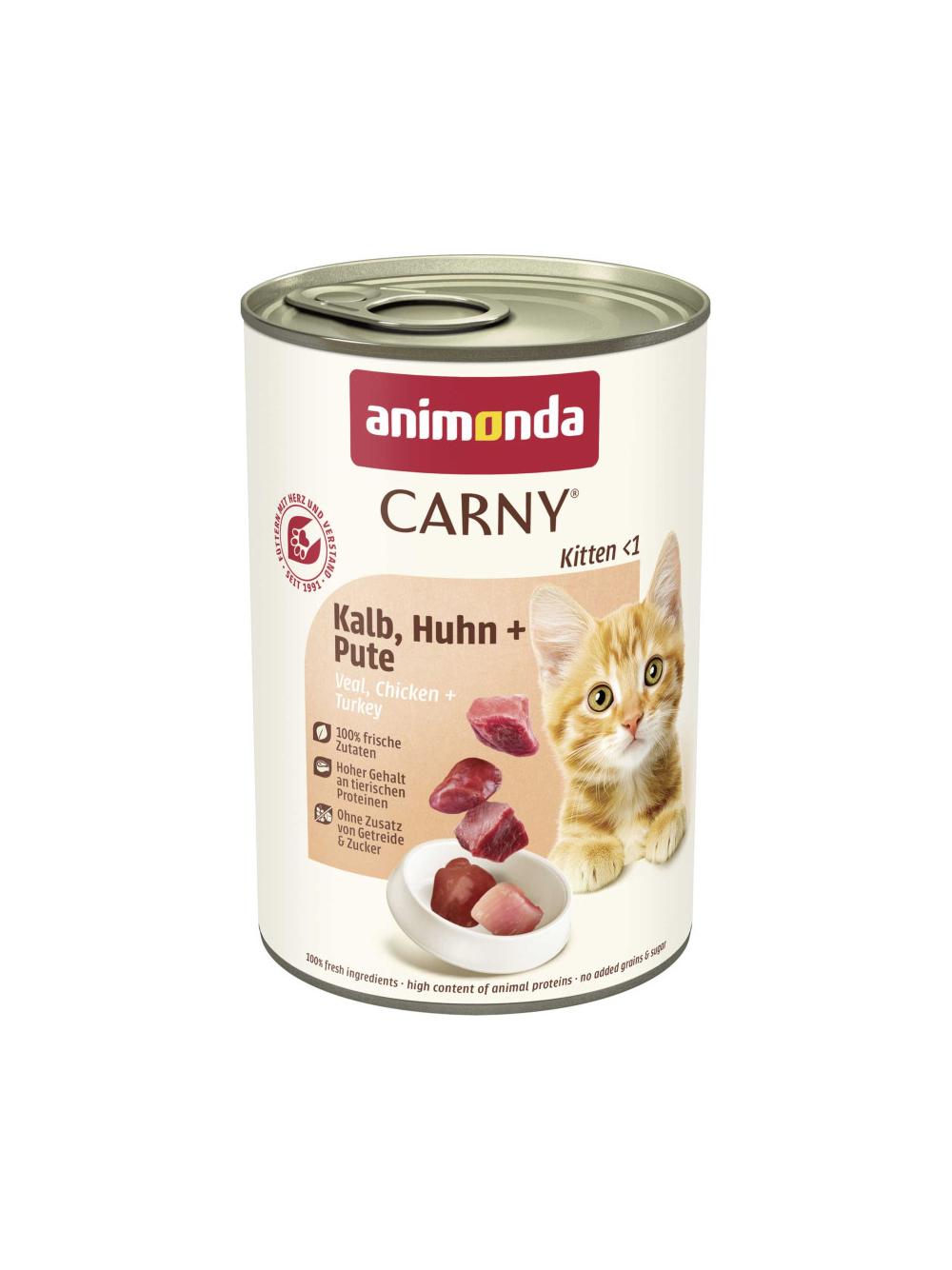 ANIMONDA Cat Carny Kitten smak: cielęcina, kurczak i indyk 400g