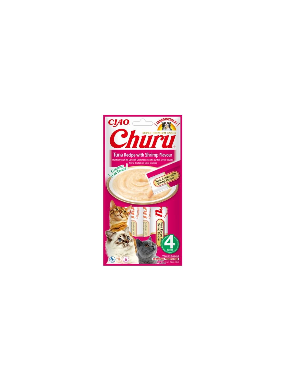 INABA  Churu przysmak dla kota o smaku tuńczyka i krewetki 4x14g