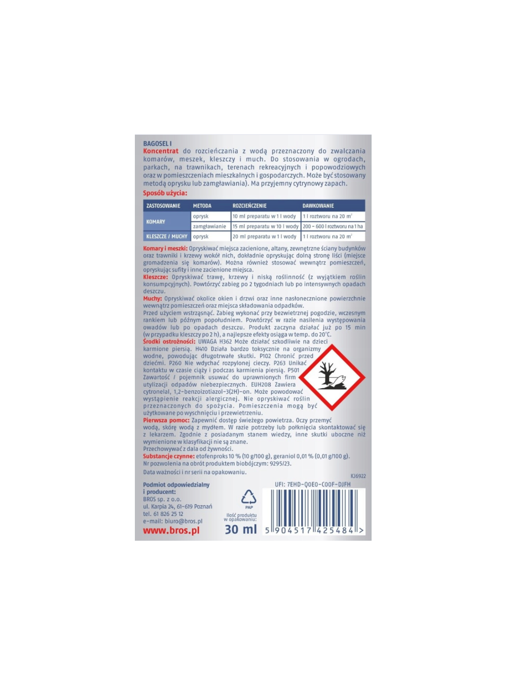 BROS Bagosel – na kleszcze i komary 30 ml
