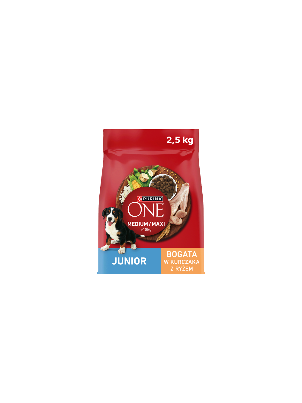 PURINA ONE Junior Medium/Maxi Karma dla szczeniąt bogata w kurczaka z ryżem 2,5 kg