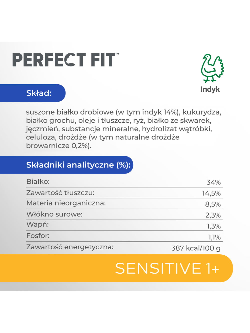 Perfect Fit™ - sucha karma pełnoporcjowa dla dorosłych kotów, bogata w indyka 7kg \ Opakowanie uszkodzone (8016) !!!