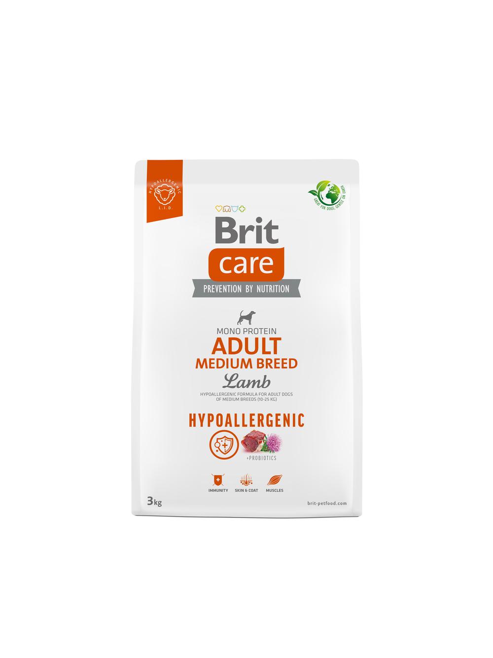 BRIT CARE Dog Hypoallergenic Adult Medium Breed Lamb 3kg