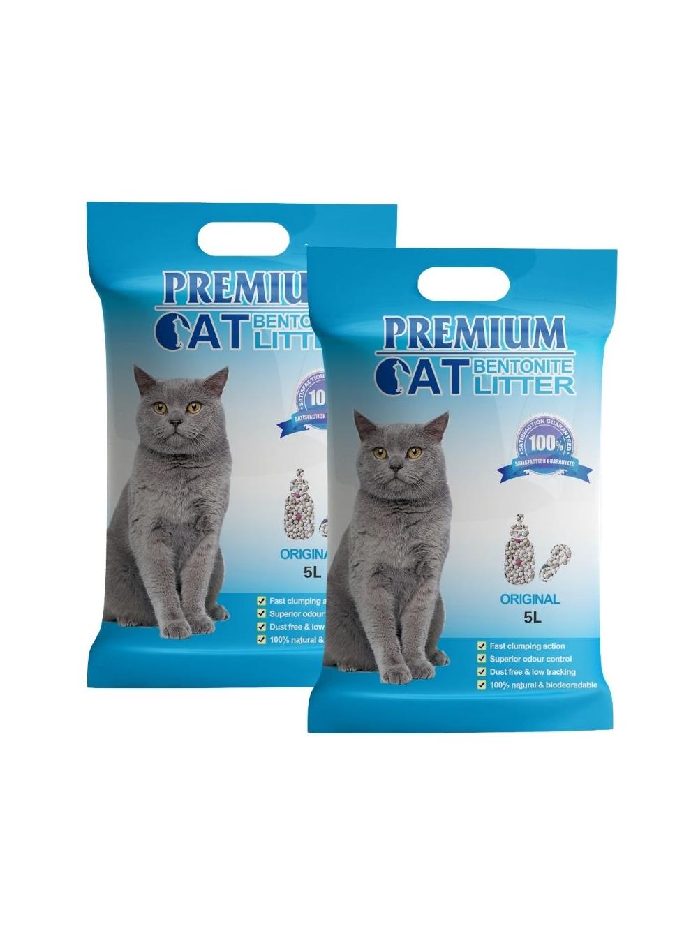 Premium Cat Żwirek Bentonitowy Zbrylający - Naturalny dla kota 2x5L