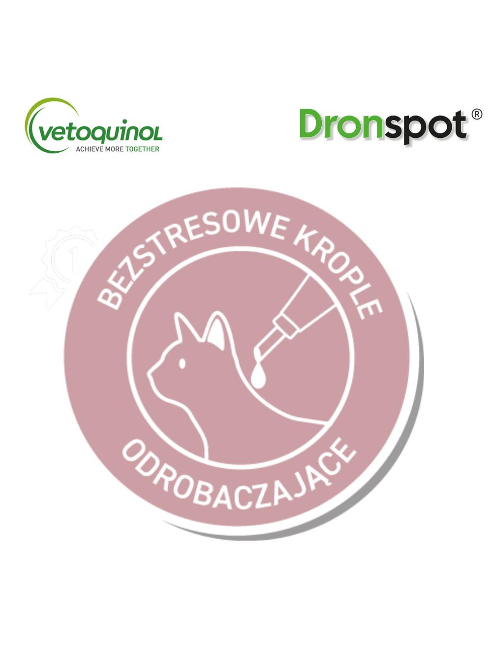 VETOQUINOL Dronspot Roztwór Do Nakrapiania Dla Małych Kotów o masie ciała od 0,5kg do 2,5kg 30mg/7,5mg (2x0,35ml)