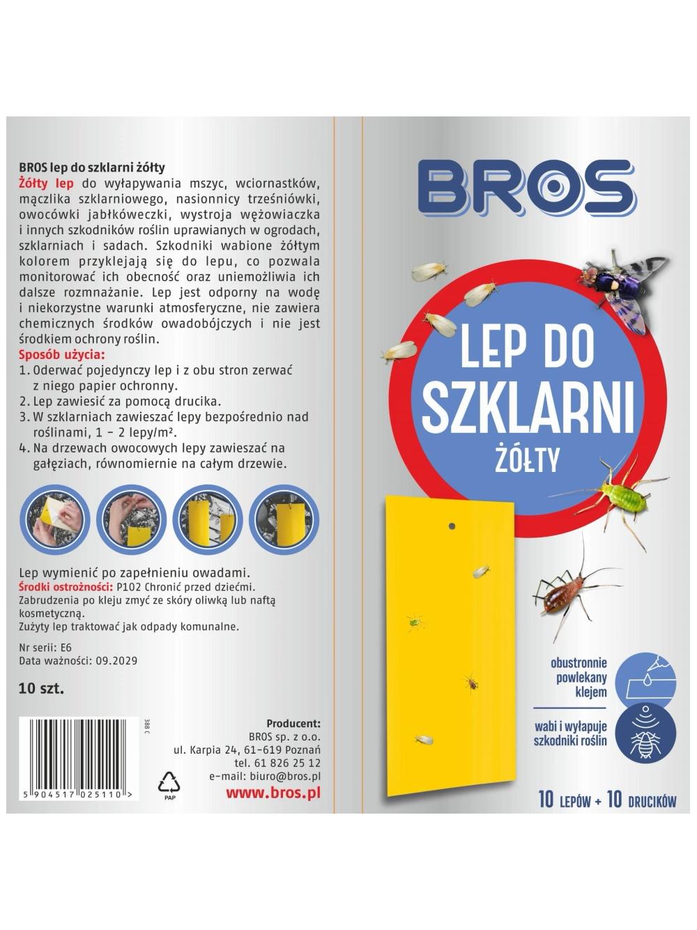 BROS Lep do szklarni żółty 10szt.