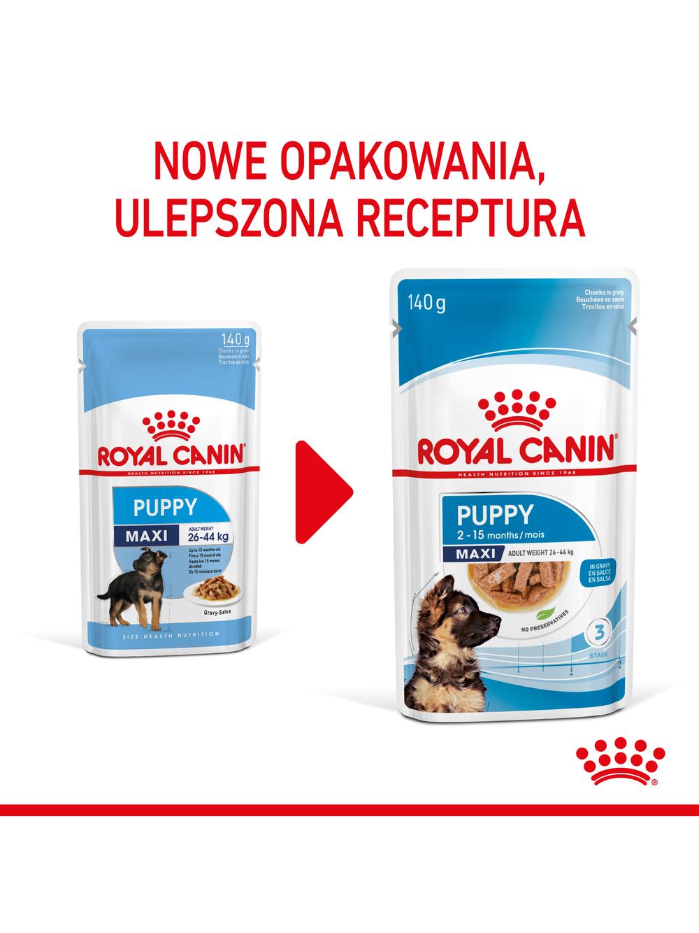 ROYAL CANIN Maxi Puppy 10x140g karma mokra w sosie dla szczeniąt do 15 miesiąca życia,  ras dużych