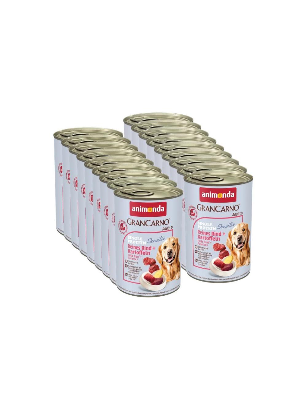 ANIMONDA GranCarno Sensitiv  Adult Dog smak: Wołowina, Ziemniaki 18x400g