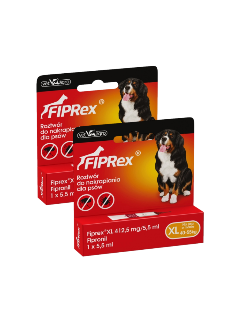 Fiprex XL, 412,5 mg/5,5 ml, roztwór do nakrapiania dla psów (2szt)