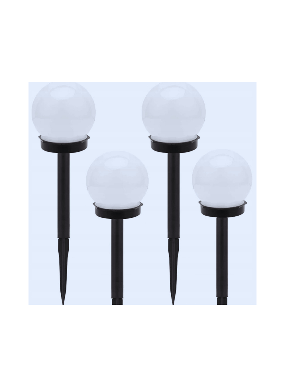 4x lampa solarna ogrodowa kula biała wbijana 10 cm