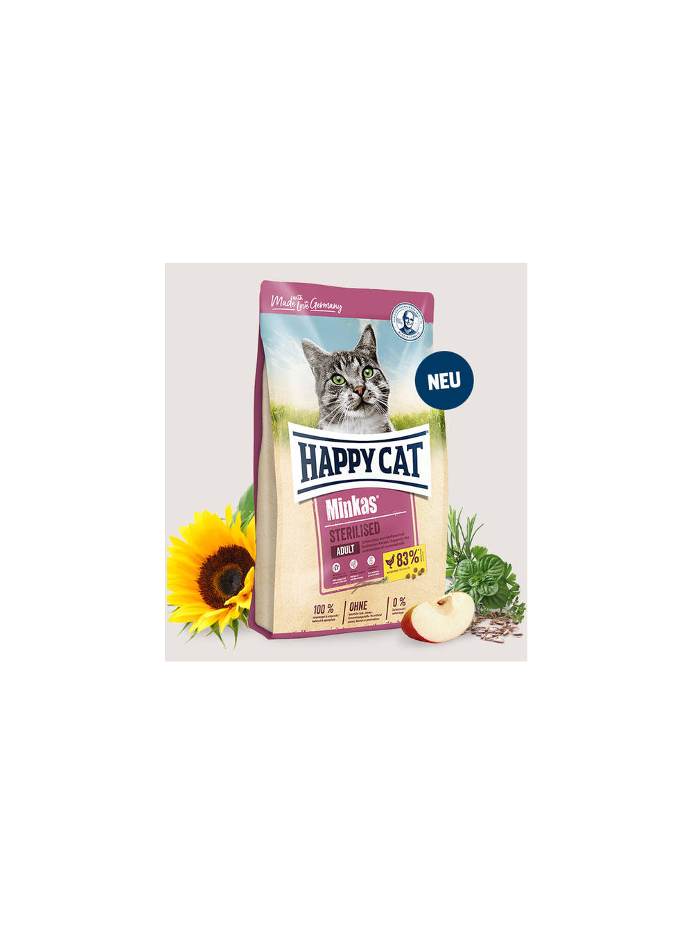 HAPPY CAT Minkas Sterilised Geflügel (drób) 10kg + niespodzianka dla kota GRATIS!